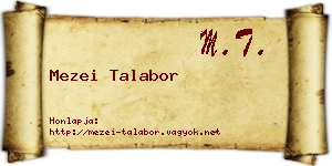 Mezei Talabor névjegykártya